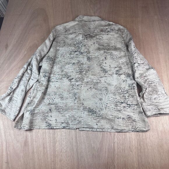 Vintage Chico’s Design Silk Linen Top Script Print Blouse Shirt Size 3 XL - Picture 2 of 4